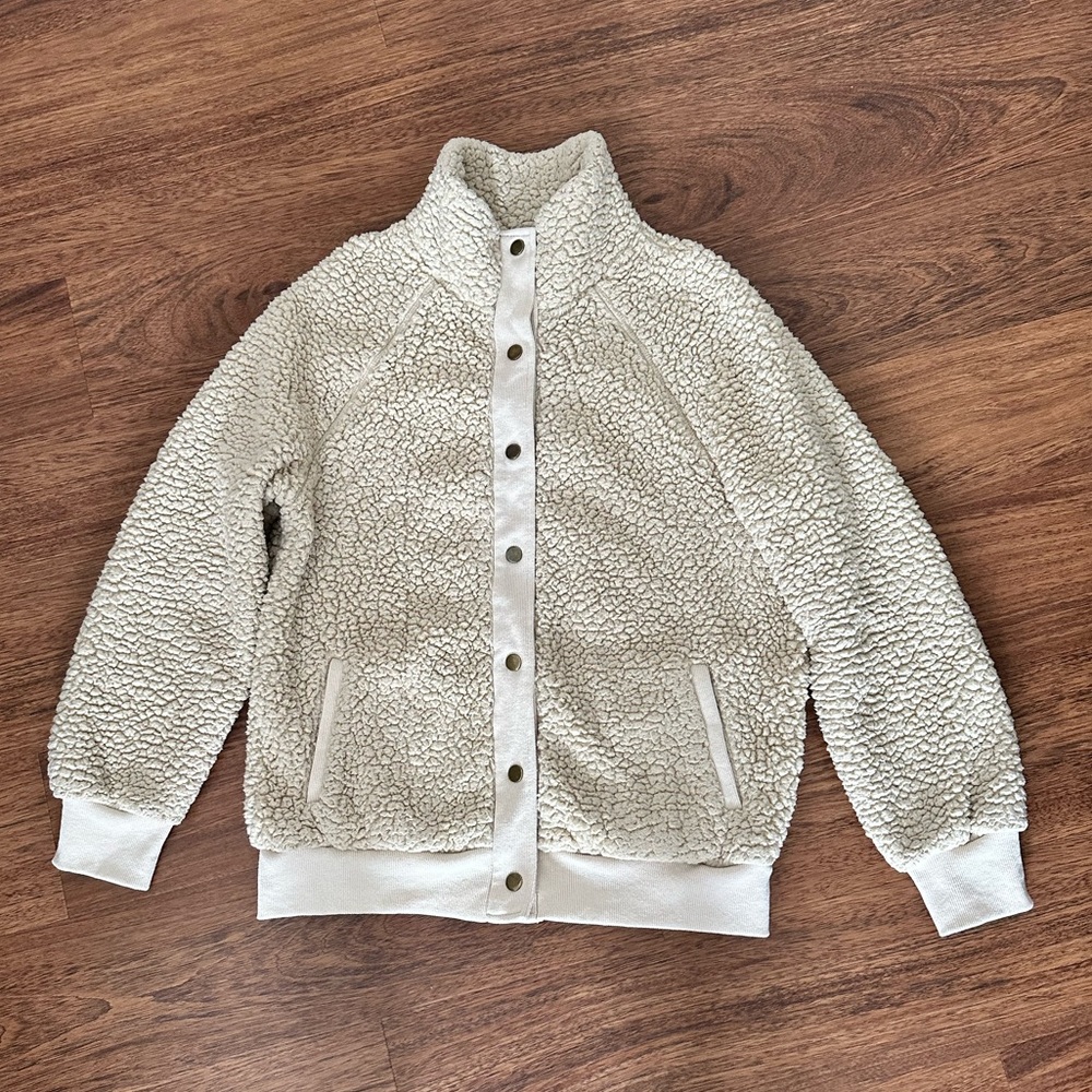 MEROKEETY Womens Long Sleeve Button Sherpa Jacket